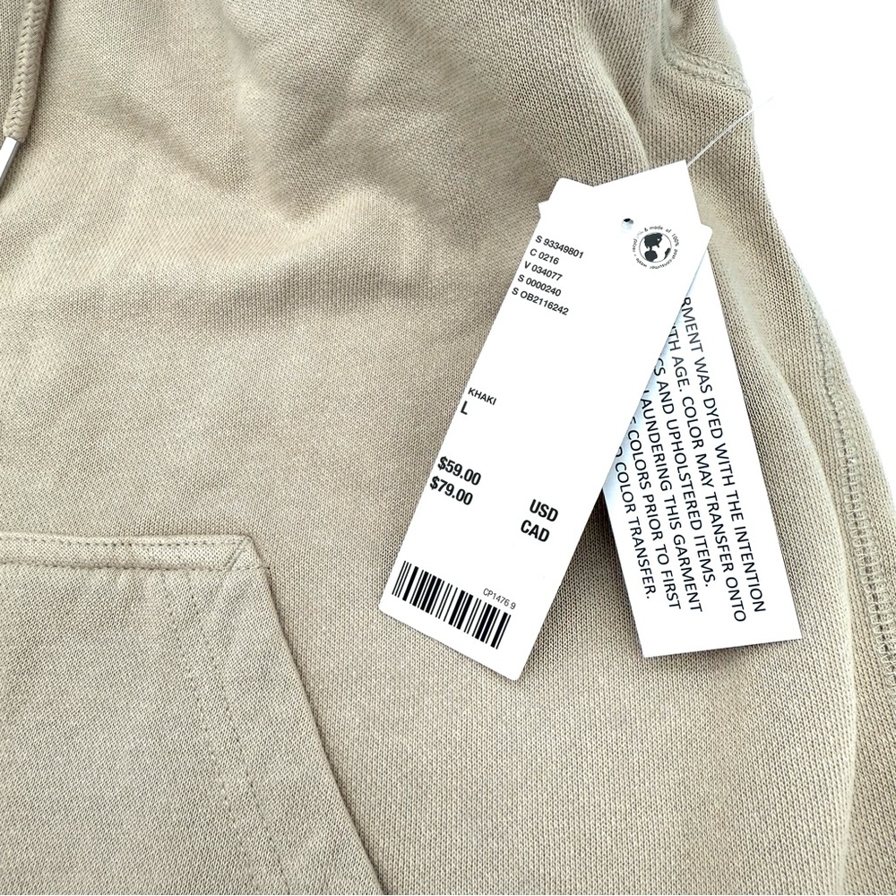 NWT New Urban Outfitters BDG Vintage Hoodie Sweatshirt Large L Tan Slouch Grunge - Picture 5 of 6